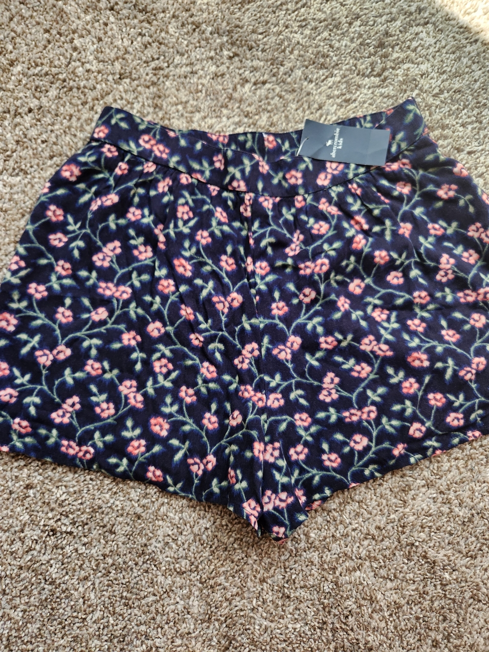 Abercrombie Kids Navy Floral High-Waist Shorts